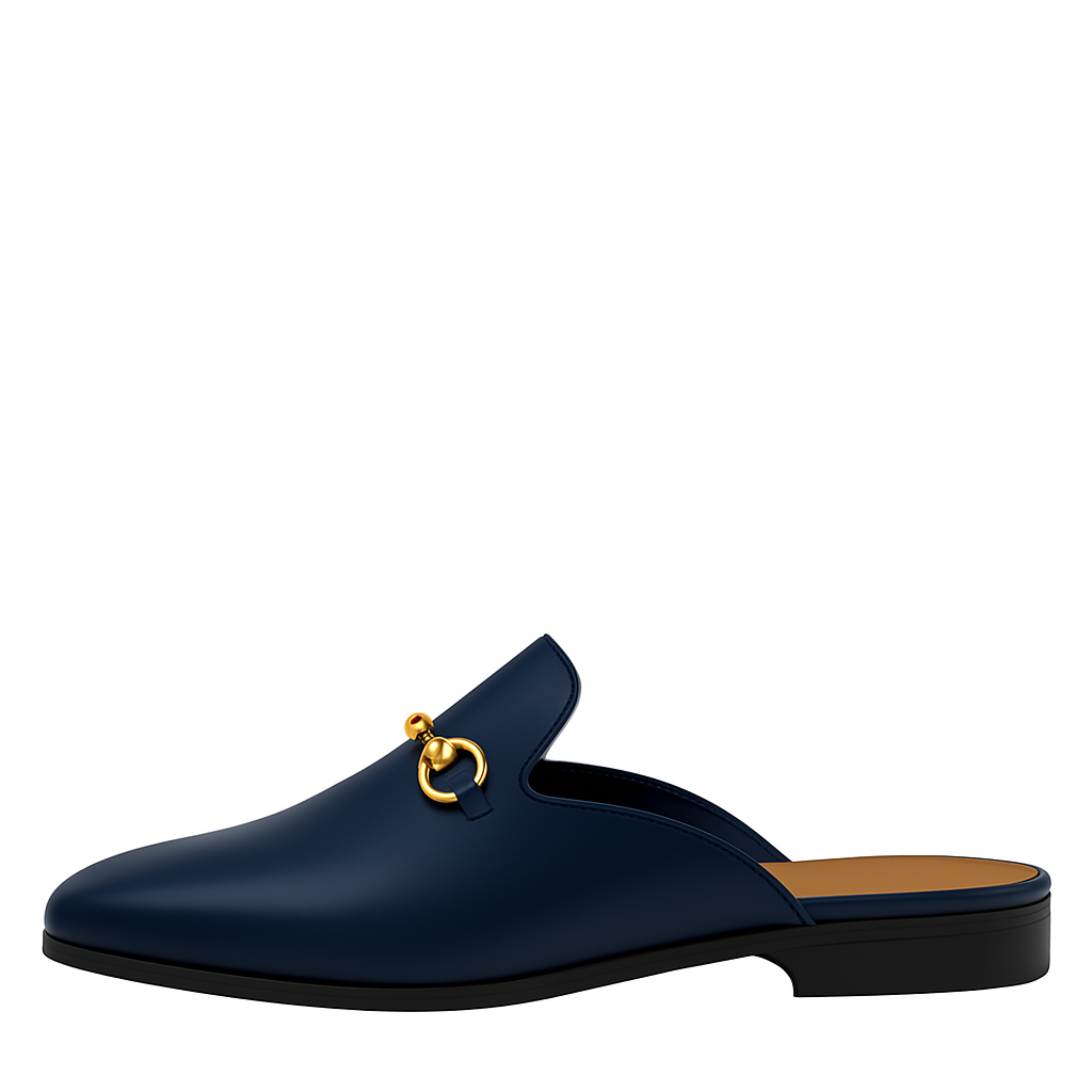 Plain Design Leather Mule Black