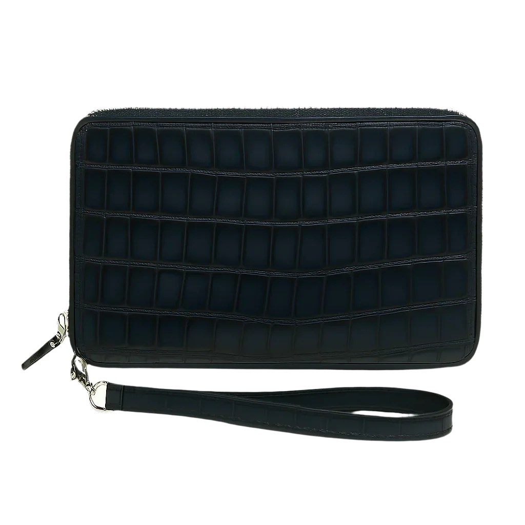 Croco Tan Textured Around Zip Wallet