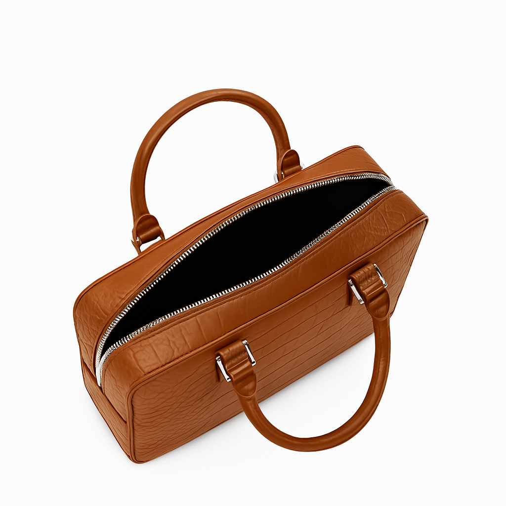 Italian Croco Leather Textured Briefcase Brown Edition
