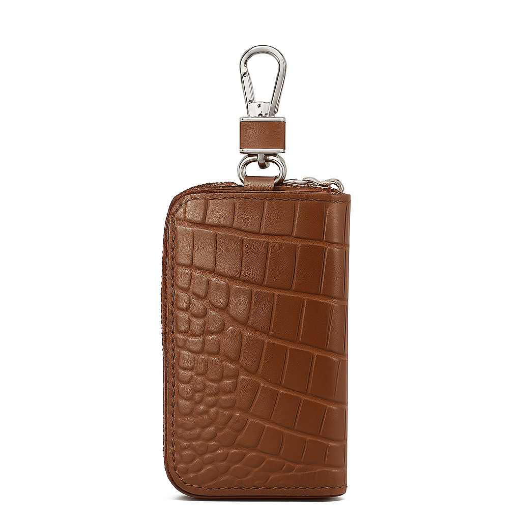 Croco Black Mini Zipper Key Case Wallet