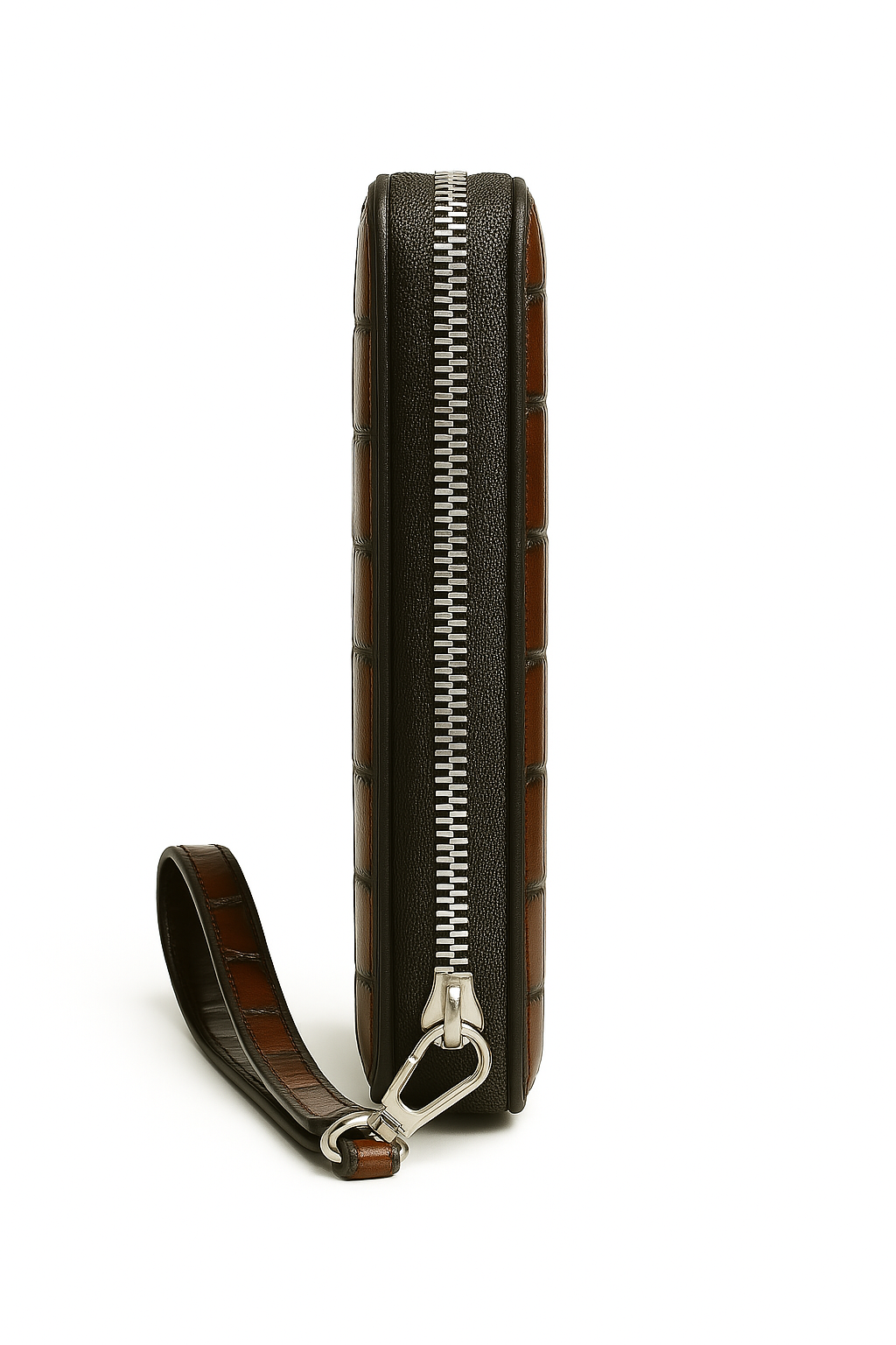 Croco Tan Textured Around Zip Wallet