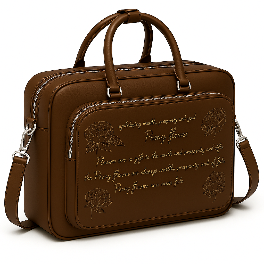 Italian Brown Men's Printed Leather Laptop Bag