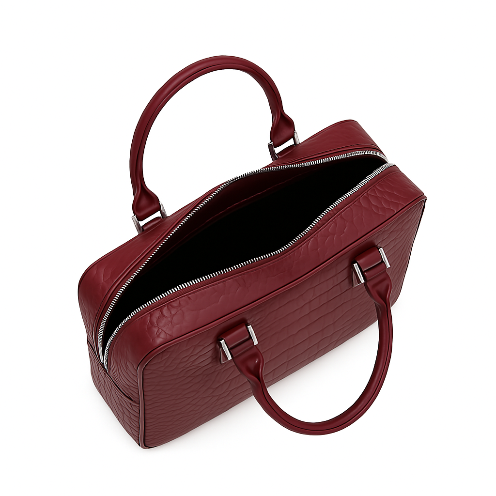 Italian Croco Leather Textured Briefcase Burgundy Edition