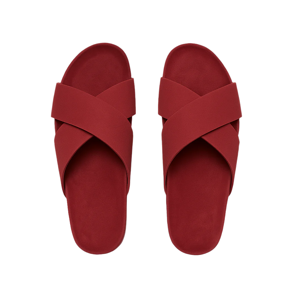 Men's Cross Strap Suede Brown Comfort Slipper