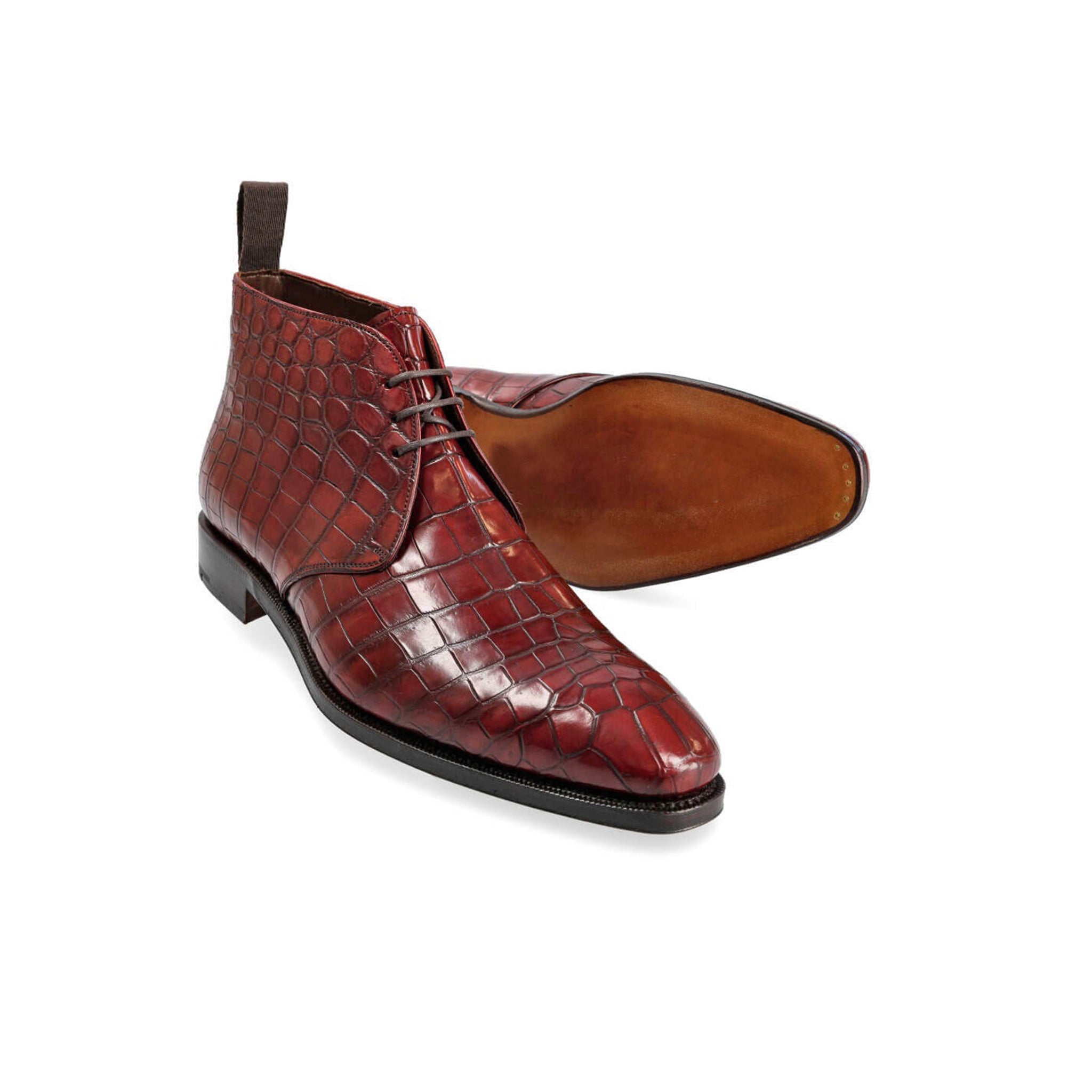 Burgundy Croco Chukka Boots
