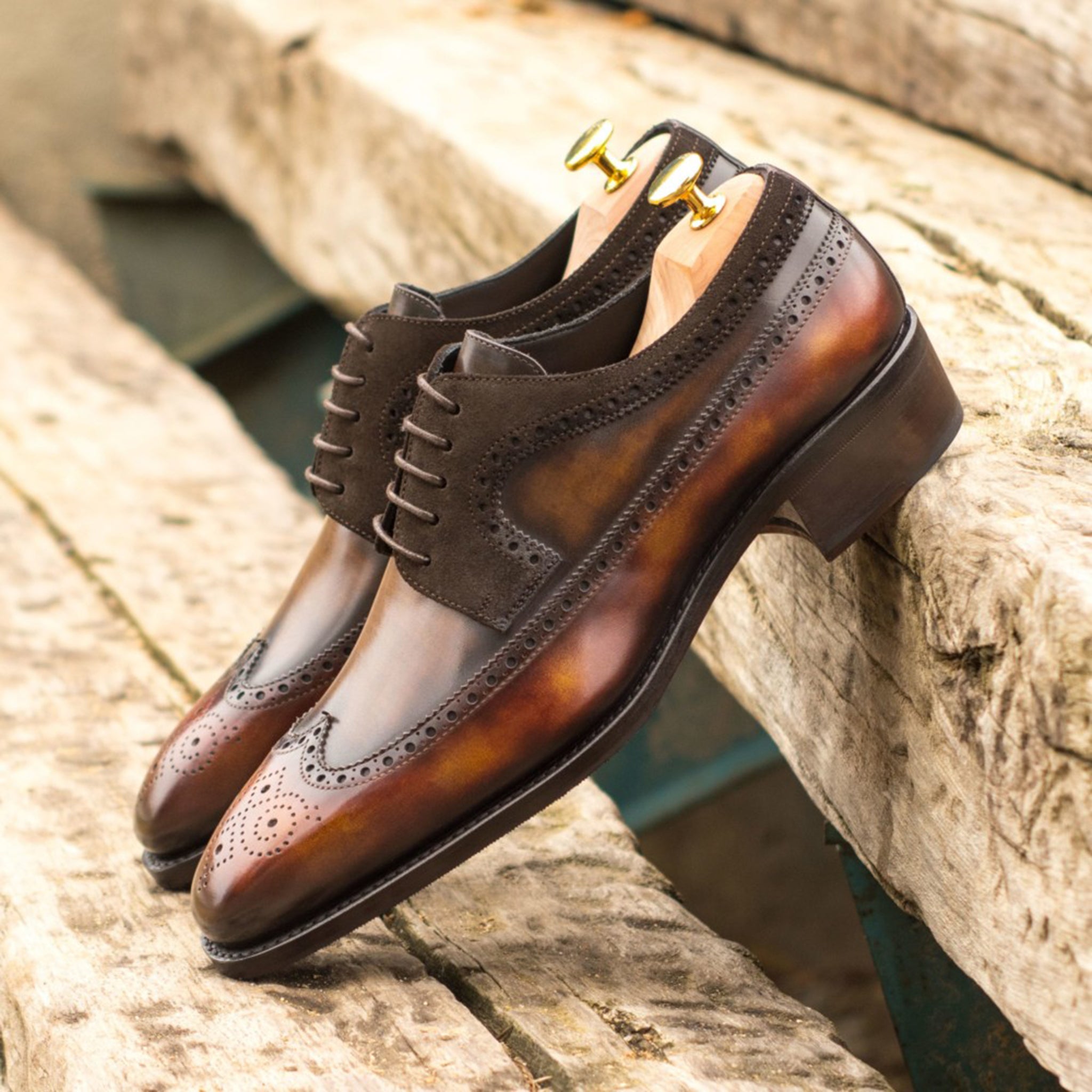 Cuban Heel Patina Bluchers Shoes
