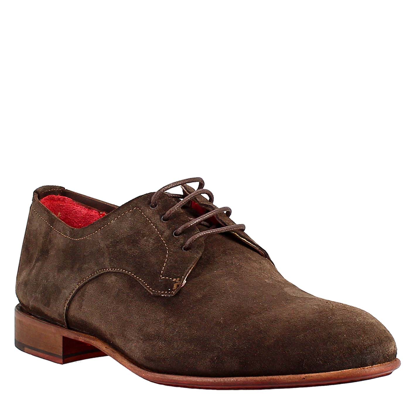 Brown derby in suede leather