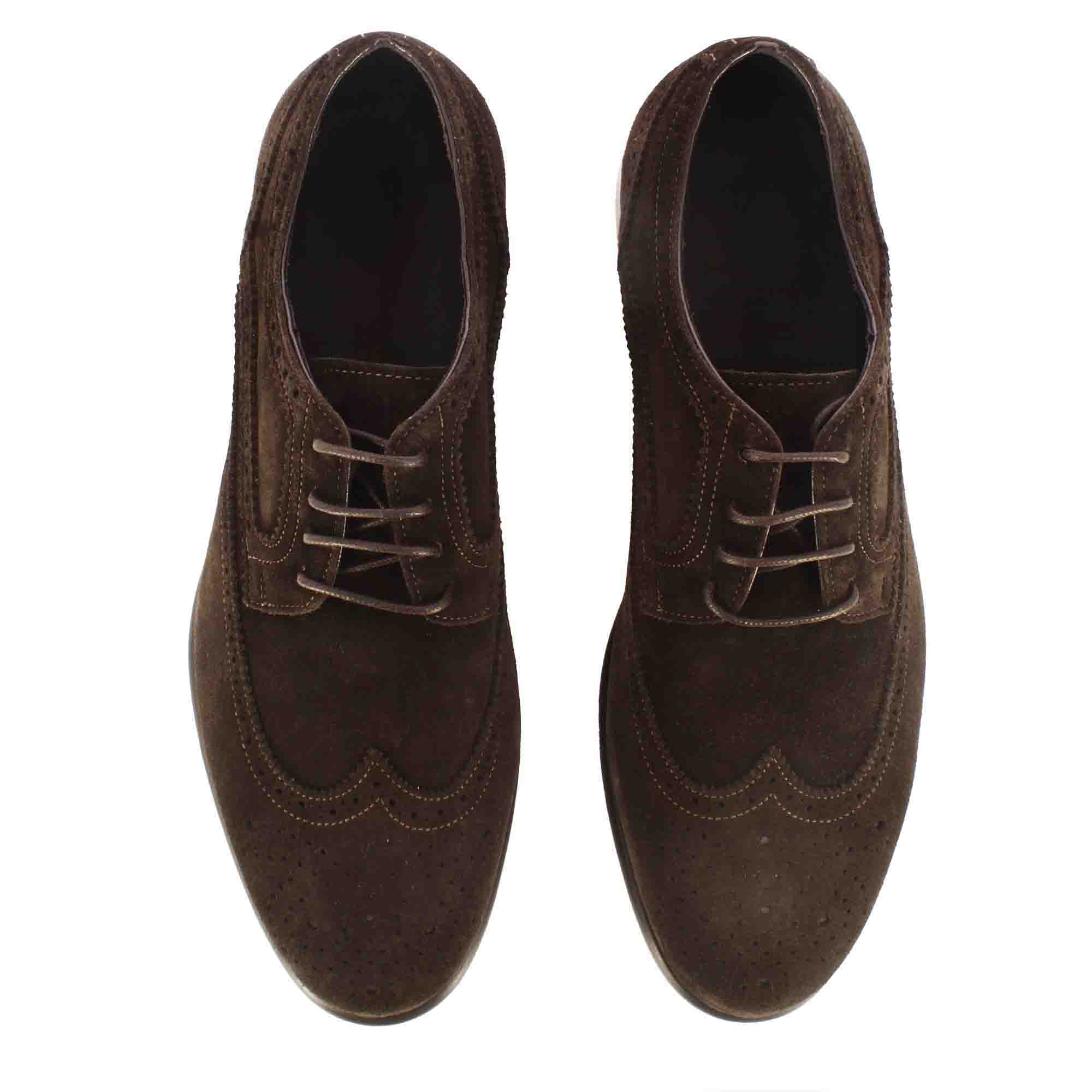 Dark Brown Suede Leather Derby Shoes