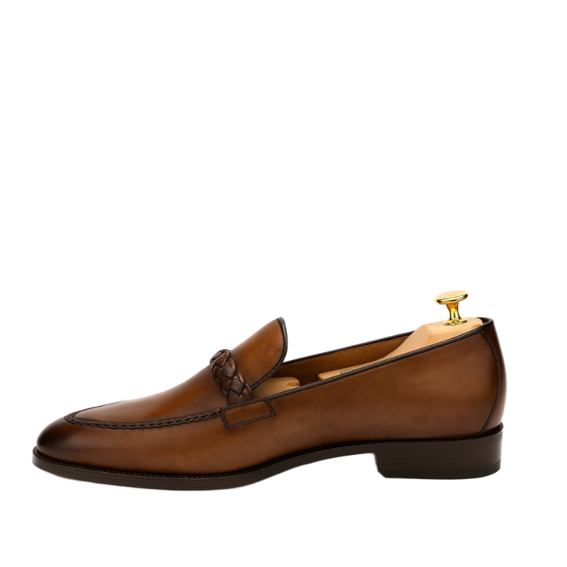 Men's Leather Tan Stitched Penny Loafer