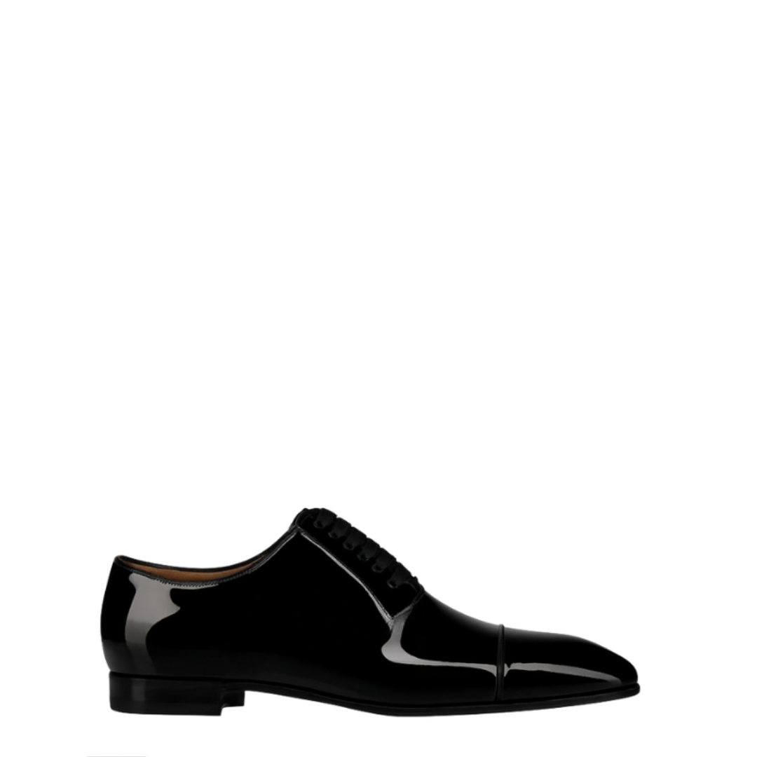 Classic Patent Leather Black Oxford Shoes for Men's