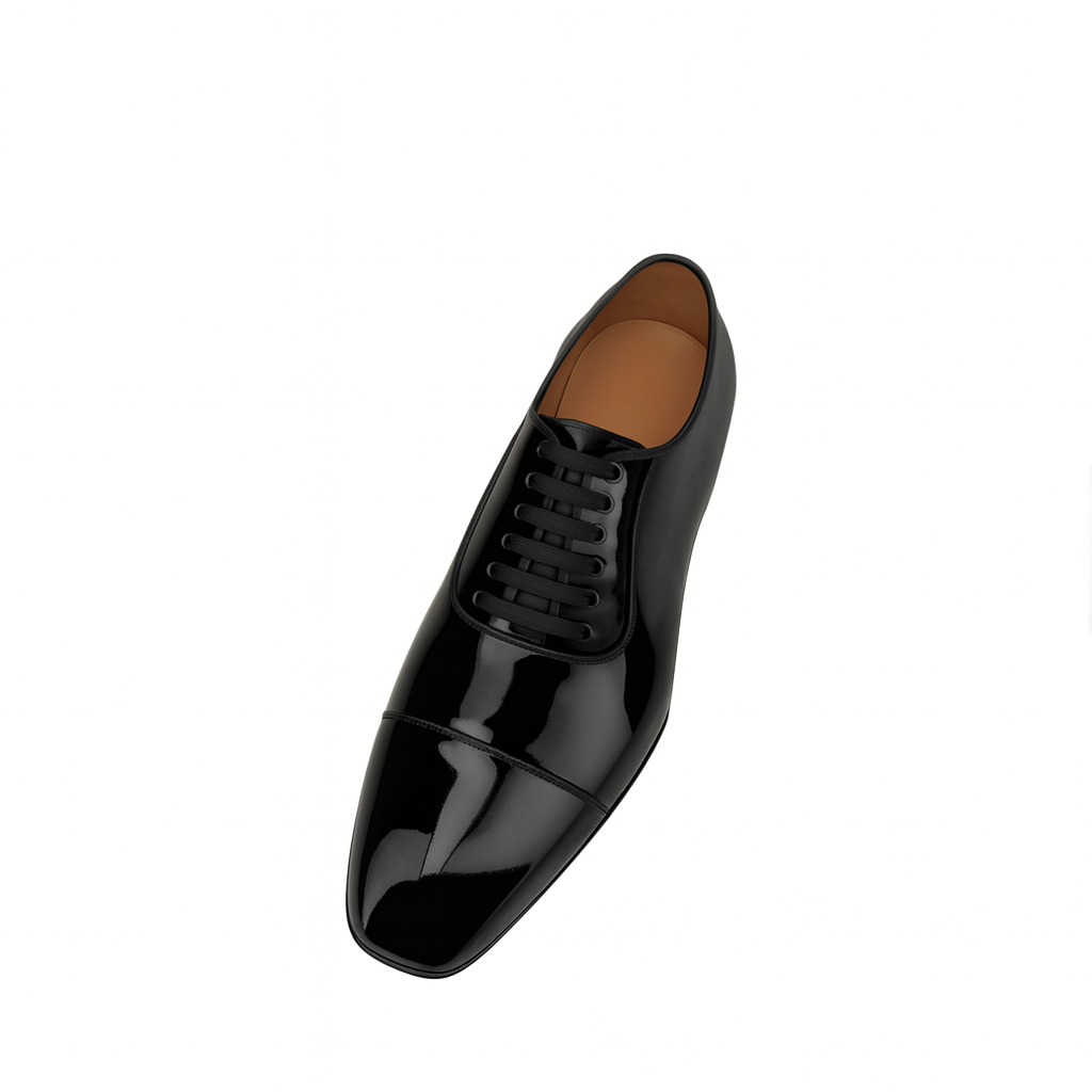 Classic Patent Leather Black Oxford Shoes for Men's