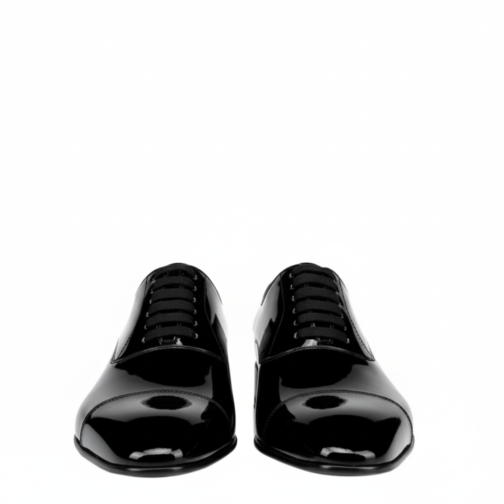 Classic Patent Leather Black Oxford Shoes for Men's