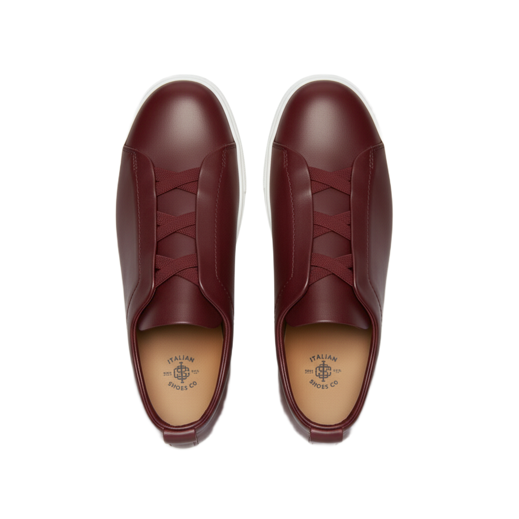 Luxury Edition Triple Stitch Leather Brown Sneaker for Men's