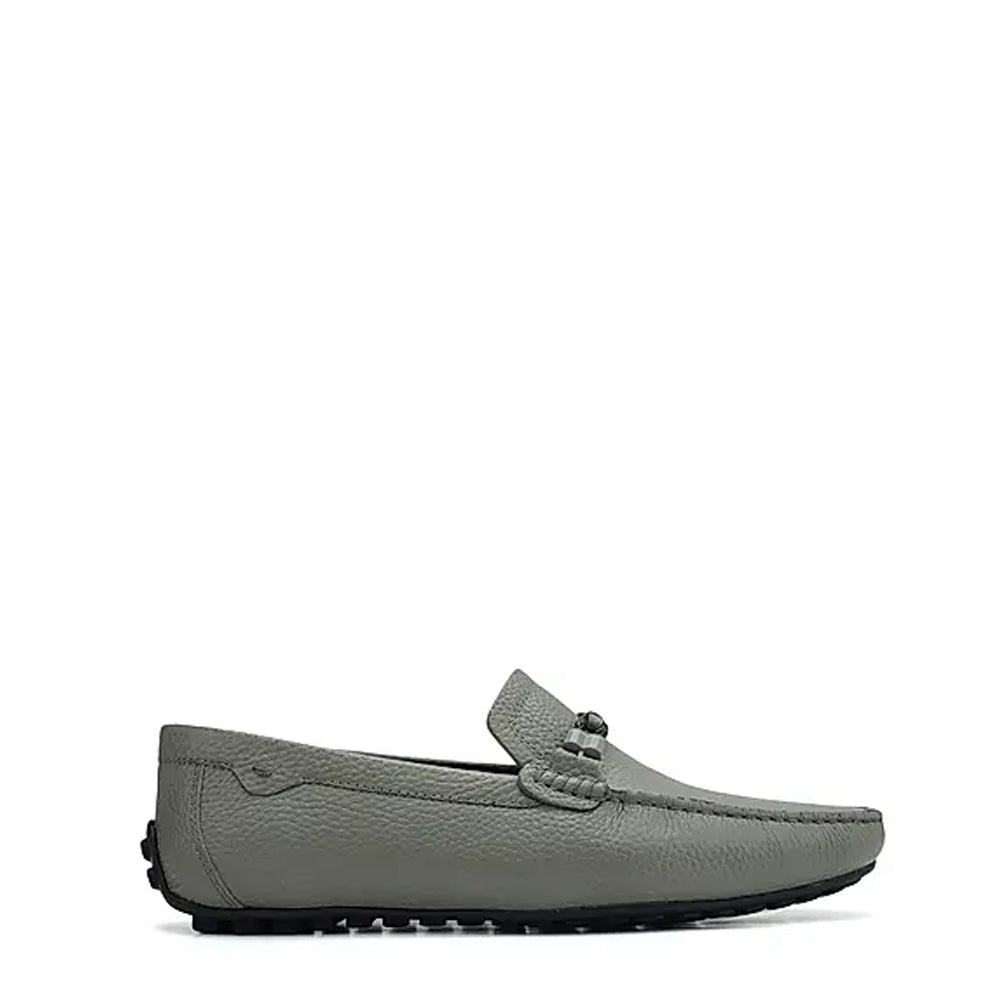 Men Textured Leather Driving Green Loafer
