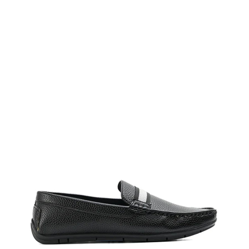 Classic Textured Leather Driving Blue Loafer
