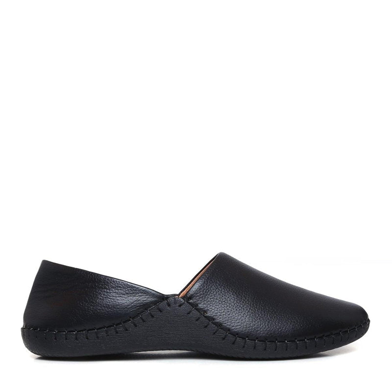 Men Textured Casual Leather Black Loafer