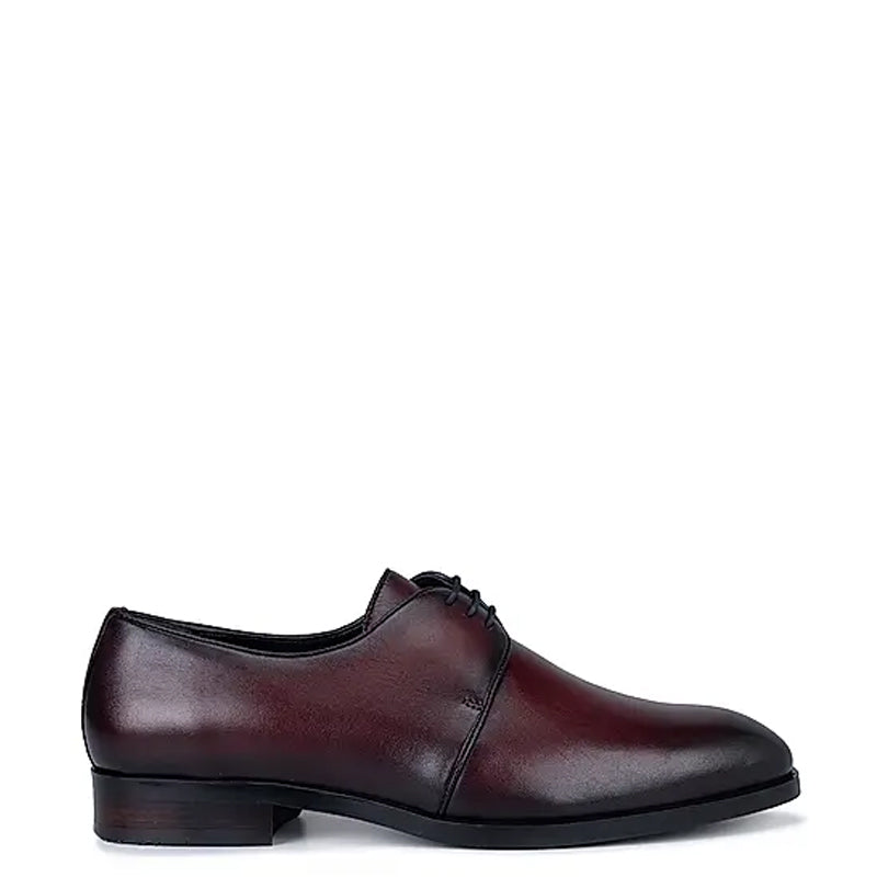 Plain Solid Leather Lace-Up Formal Derby Shoe Black