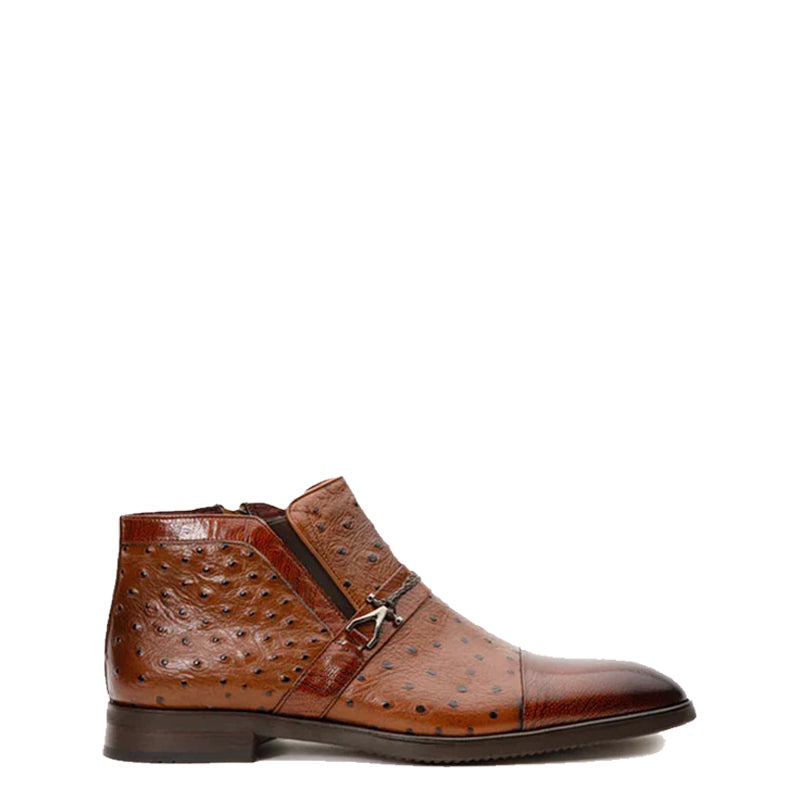 Black Leather Ankle Zip-Up Boot for Men