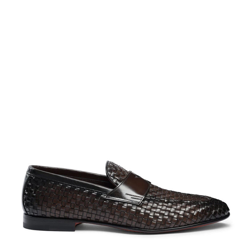 Penny Woven Shiny Leather Grey Loafer