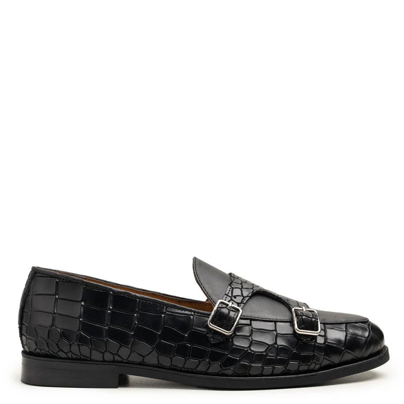 Croc-Embossed Monk straps