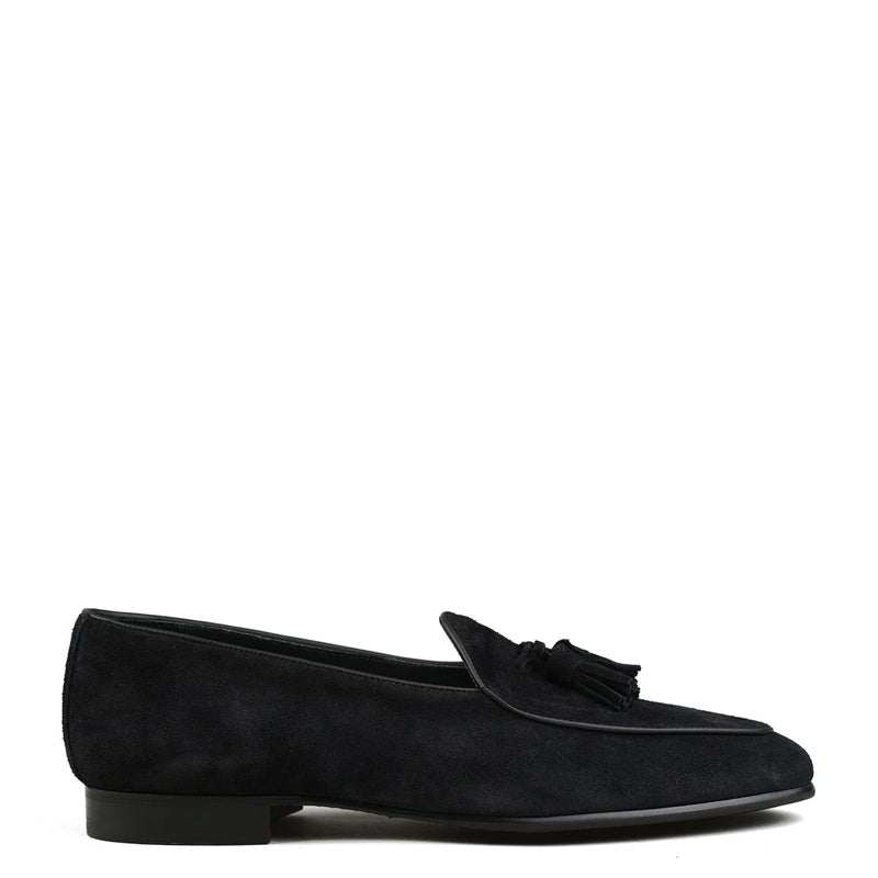 Luxury Belgian Tassel Loafer Green Shoe For Men