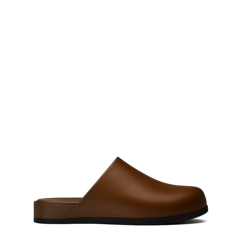 Black Leather Men Mule