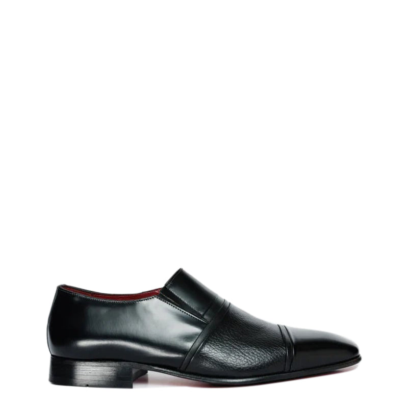 Wine Leather Cap Toe Loafer Men Shoe