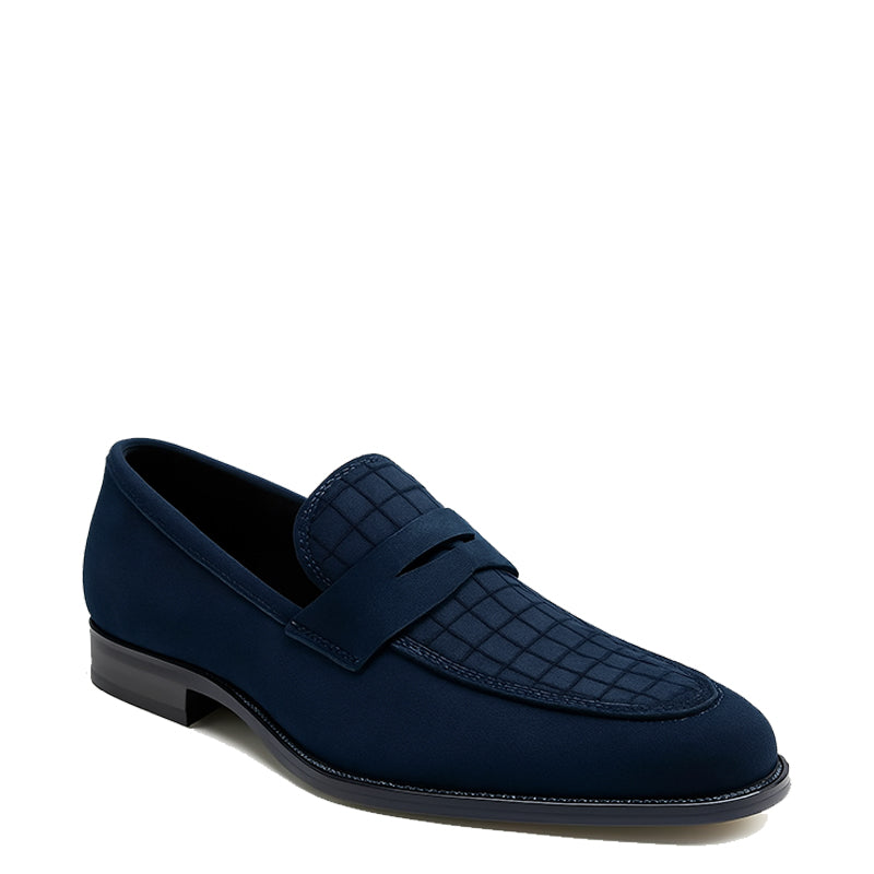 Suede Royale Leather Printed Black Loafer