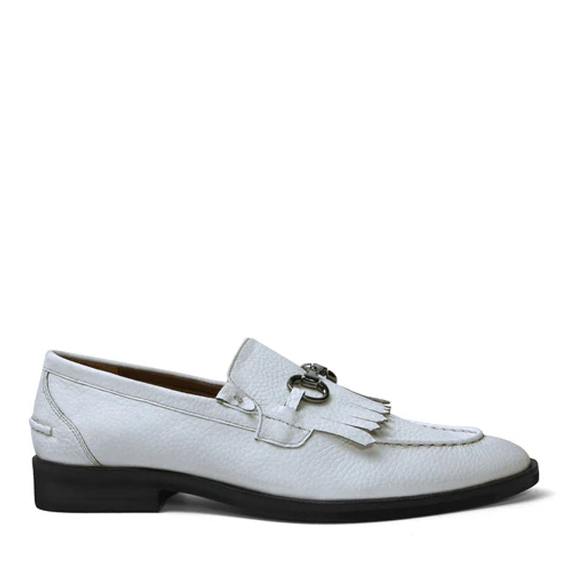 Classic Leather Horse-Bit Buckle Tassel Loafers With Fringed