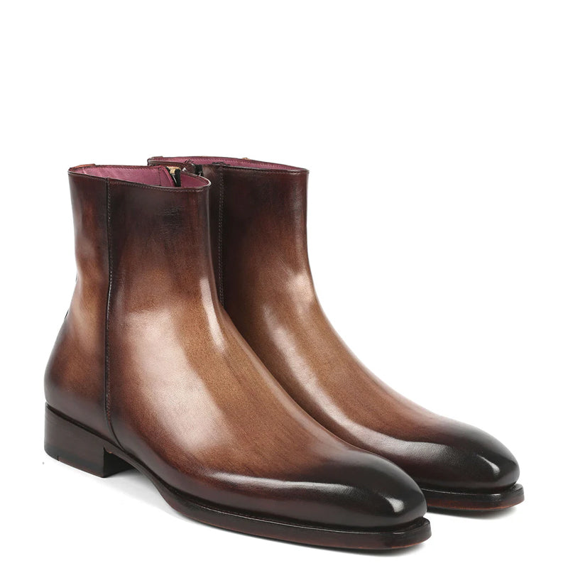 Pure Solid Leather Handmade Side-Zipper Boots