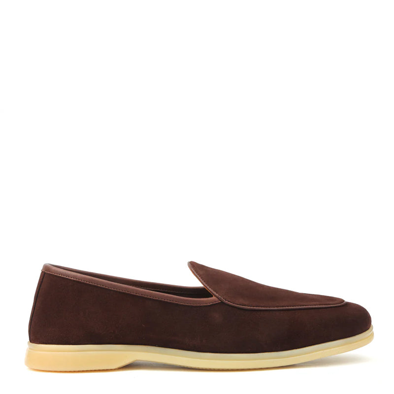 Suede Leather Solid Brown Loafer For Men
