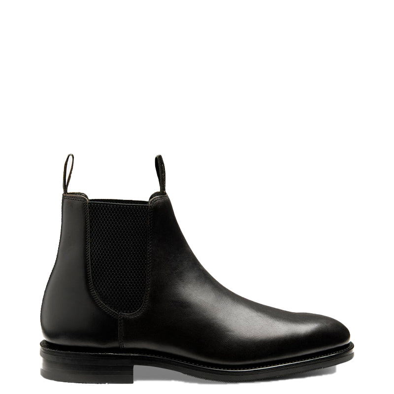 Luxury Mid-Top Pure Solid Leather Black Chelsea Boot