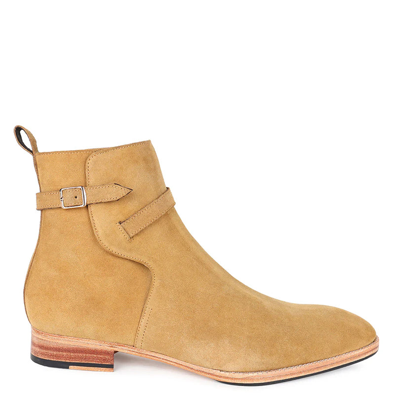 Men Suede Handmade Leather Jodhpur Ankle Boot Beige