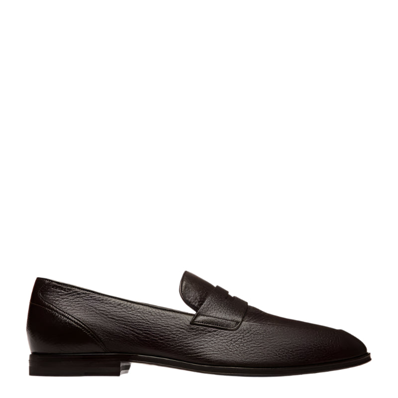 Classic Black Penny Loafer with Textured Leather