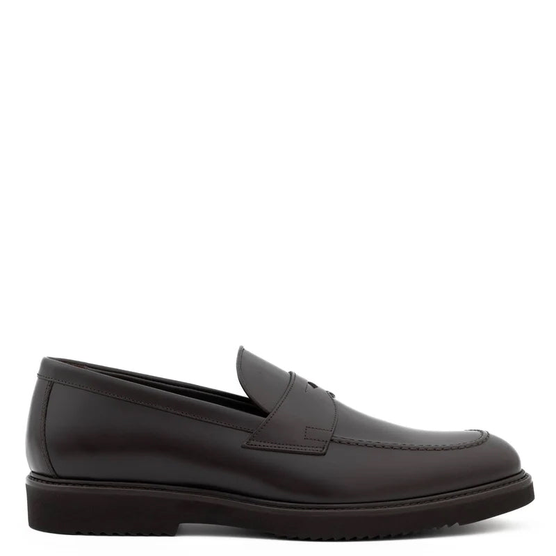 Embossed Casual Penny Leather Brown Loafer