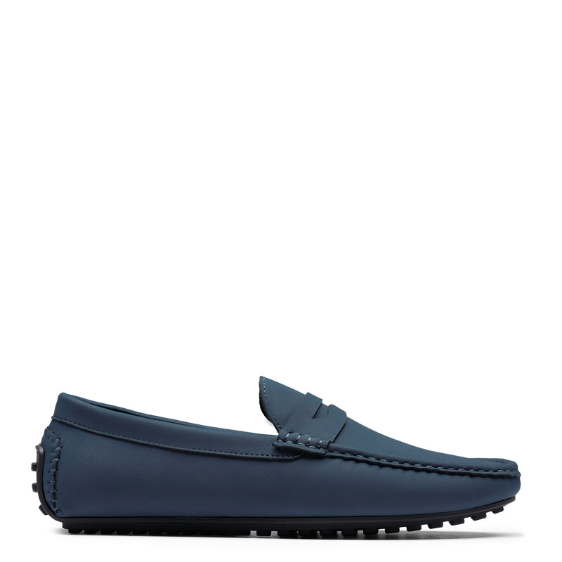 Heritage-Style Suede Moc Toe Penny Loafer Black