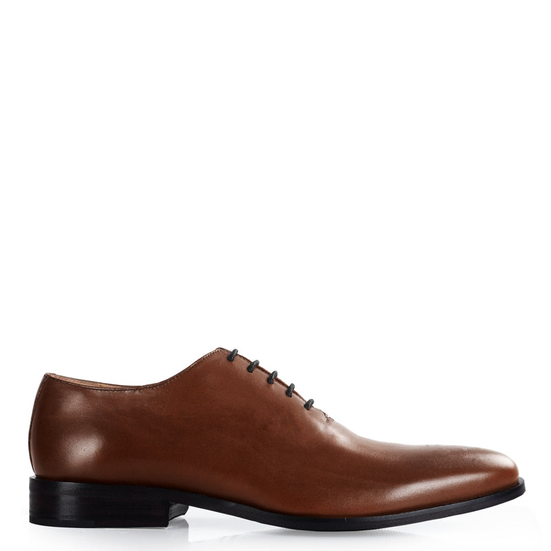 Polished Pure Leather Wholecut Oxford Shoe Blue