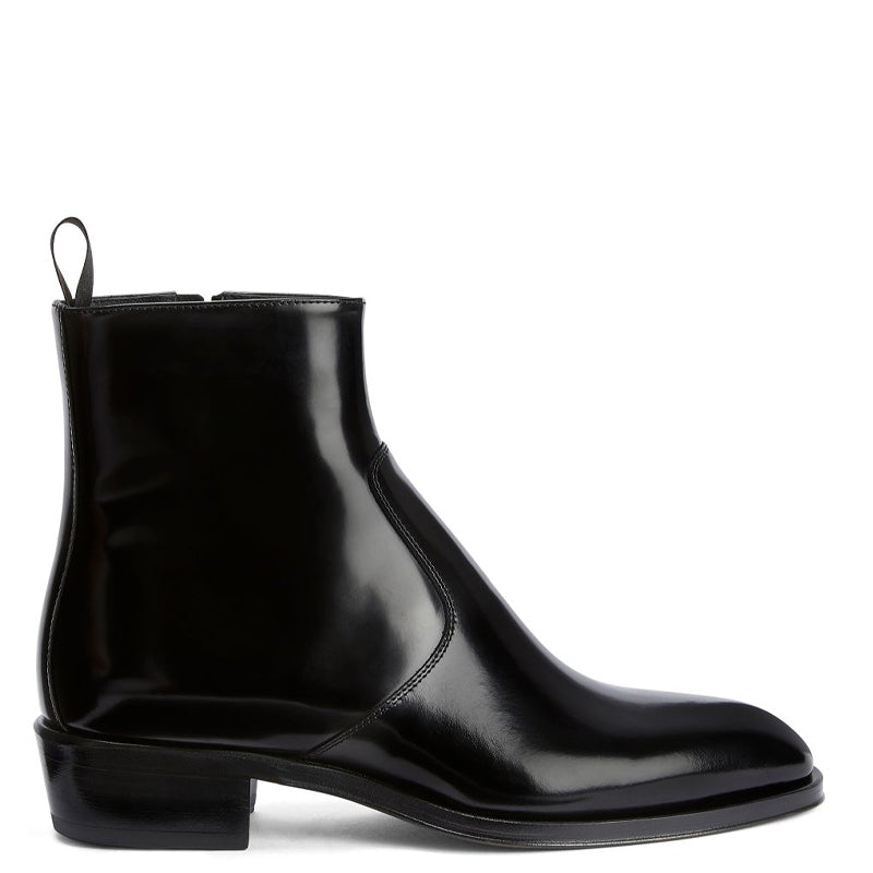 Patent Leather Cuban Side-Zip Ankle Boots