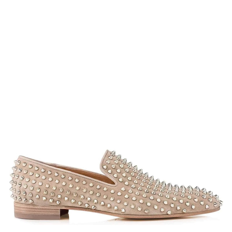 Men Suede Studded Slip On Loafers