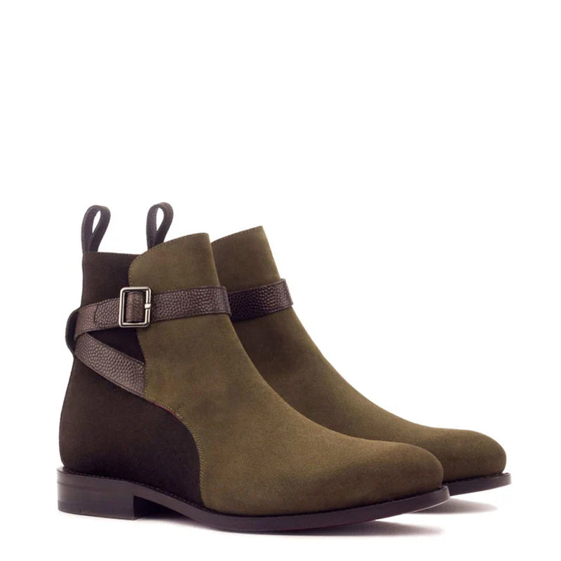 Suede Handmade Custom Leather Brown / Burgundy Jodhpur Boot