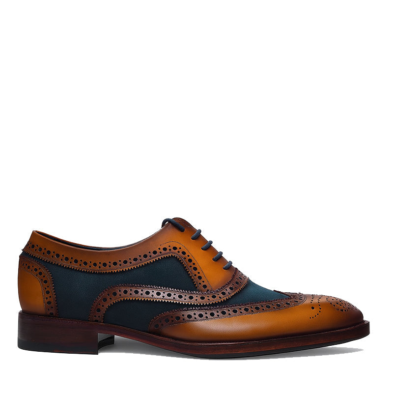 Men's Dual Textured Wingtip Laceup Brogue