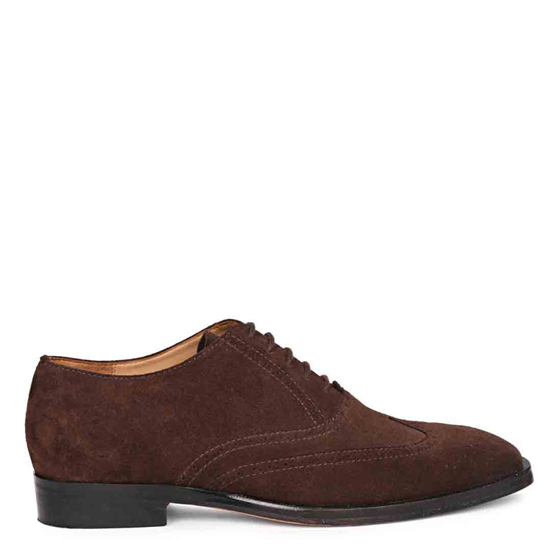 Leather Square Toe Lace Up Brown Wingtip Oxford Shoe