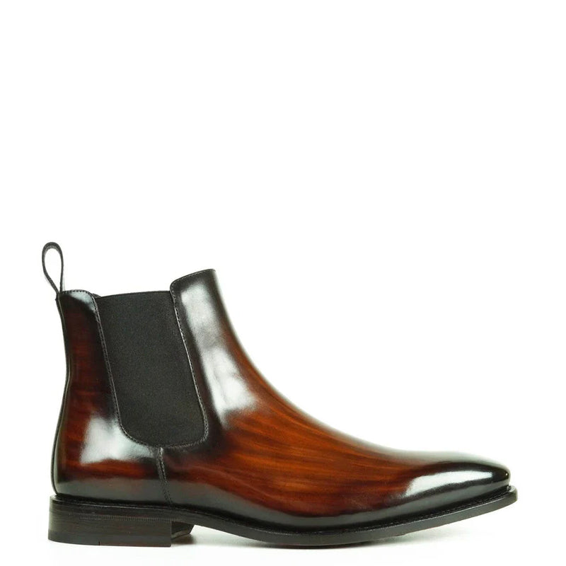 Patina Leather Chelsea Black Brown Boot For Men
