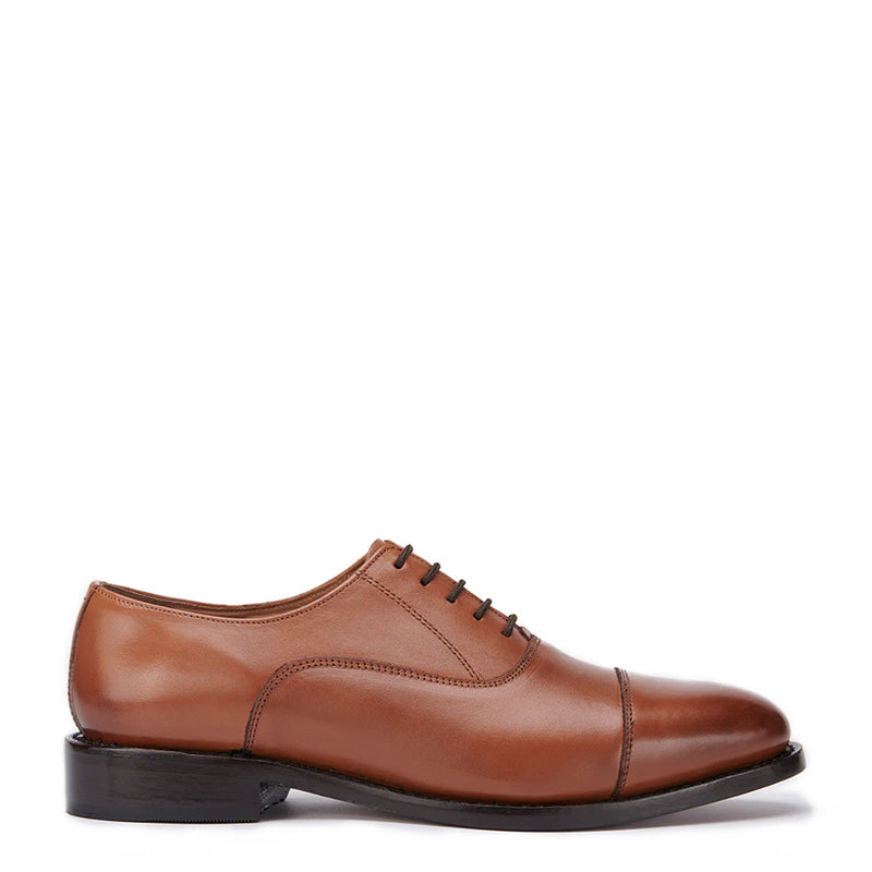 Plain Shiny Leather Cap-Toe Oxford Shoes