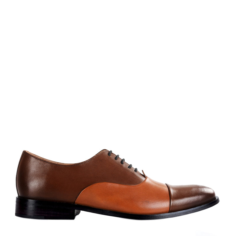 Premium Toe-Cap Leather Oxford Shoe Black and Burgundy For Men