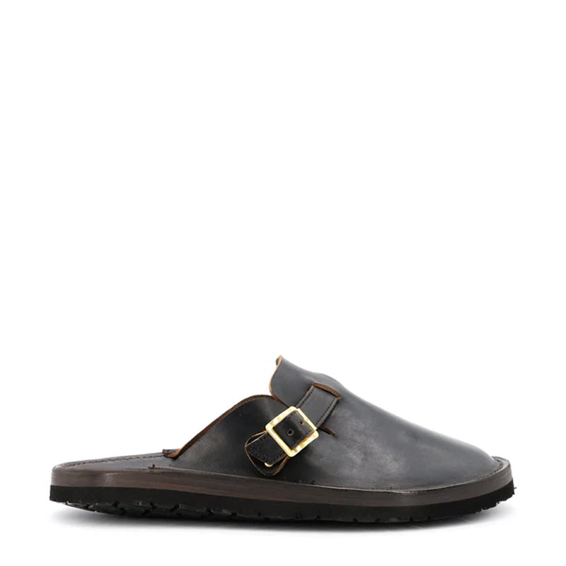 Buckle Clogs Slit Sandal Tan