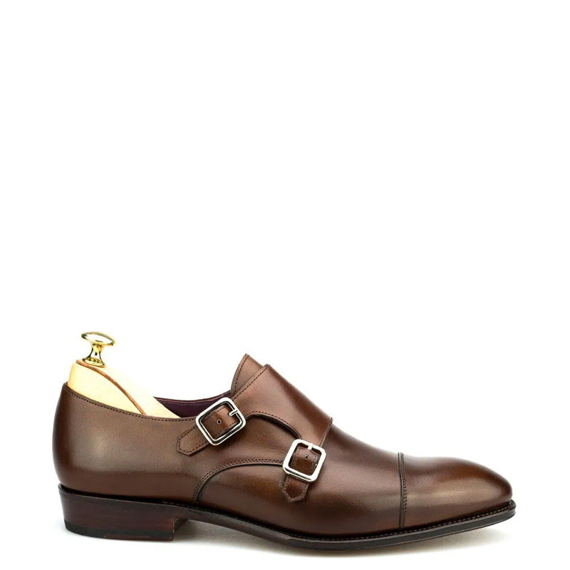 Premium Captoe Leather Double MonkStrap Shoe Tan