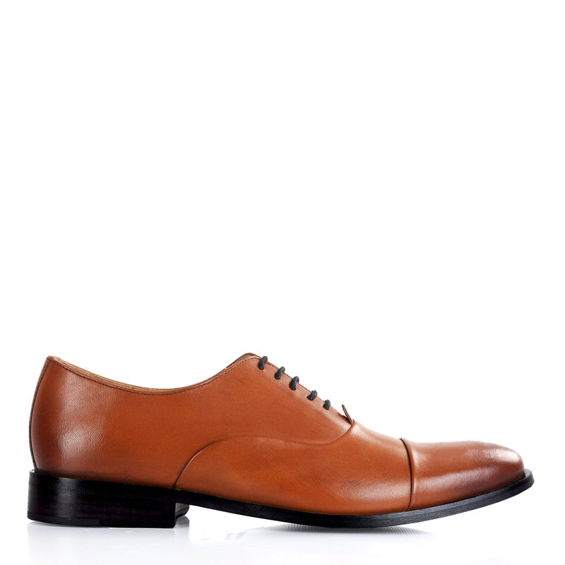 Polished Leather Captoe Plain Oxford Shoe Dark Brown