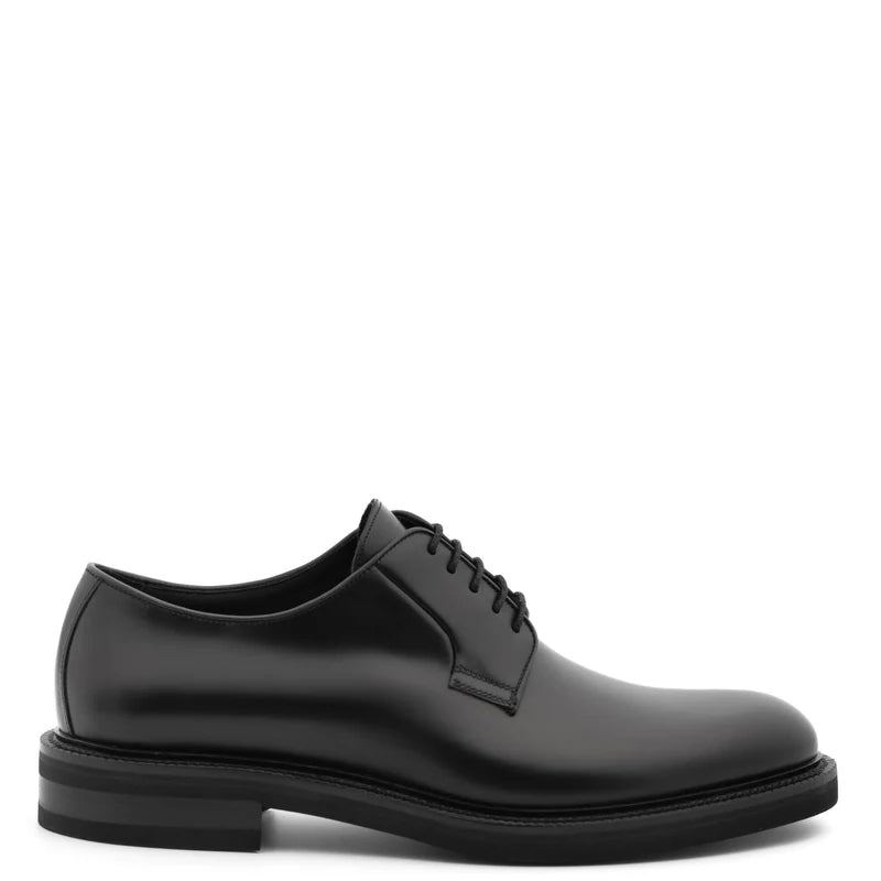 Premium Lace-Up Leather Derby Black Shoe