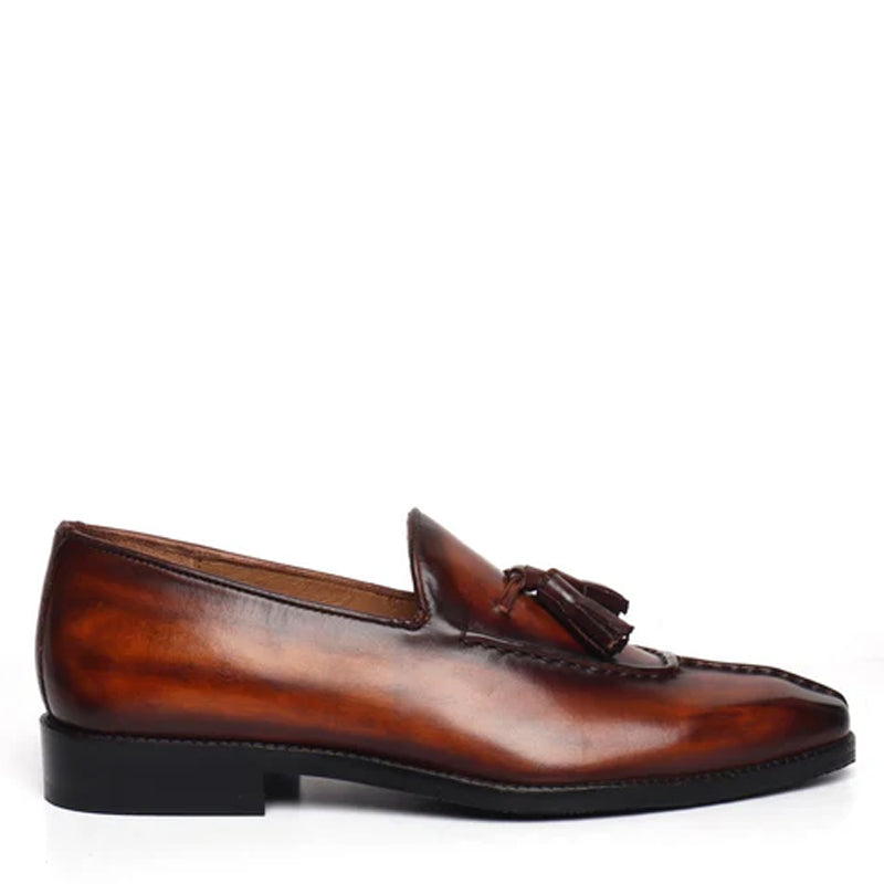 Premium Leather Slip-On Formal Tan Tassel Loafer